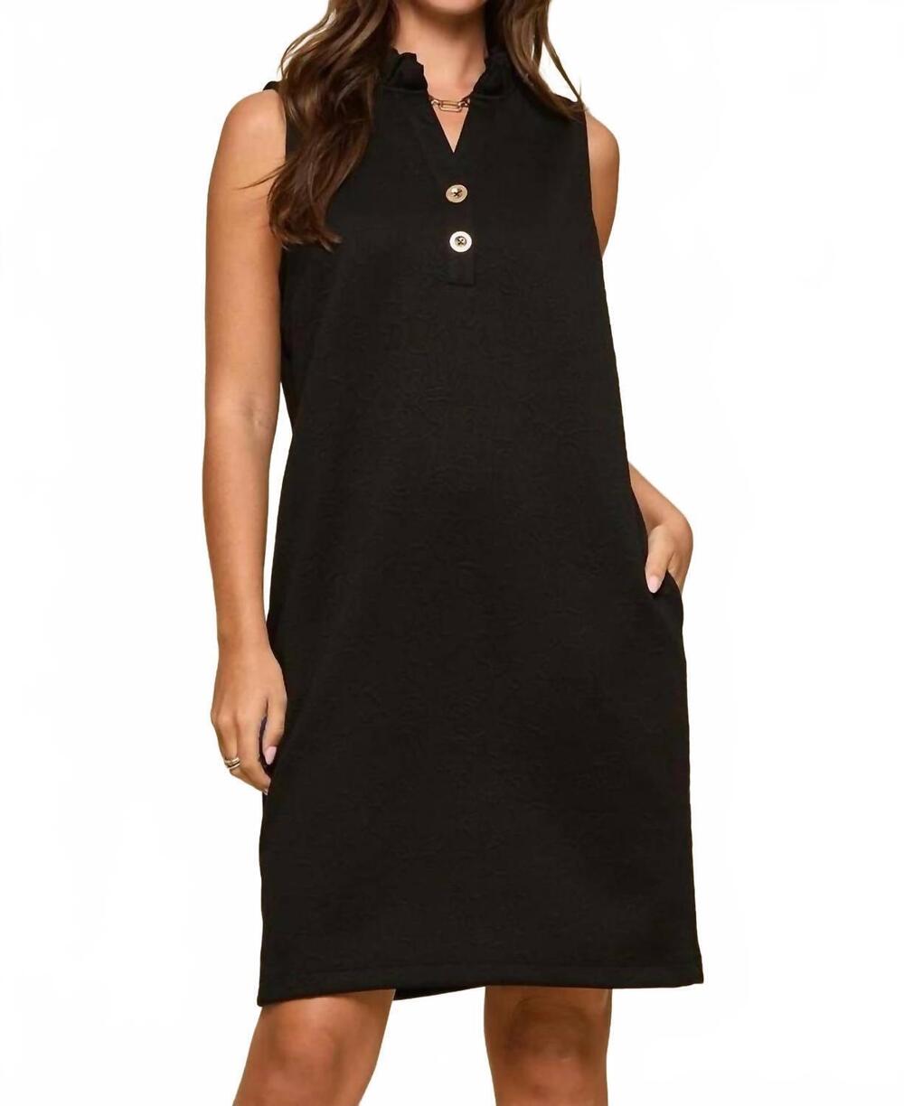 NEW DEAR SCARLETT sleeveless v neck dress with side pockets in jet black